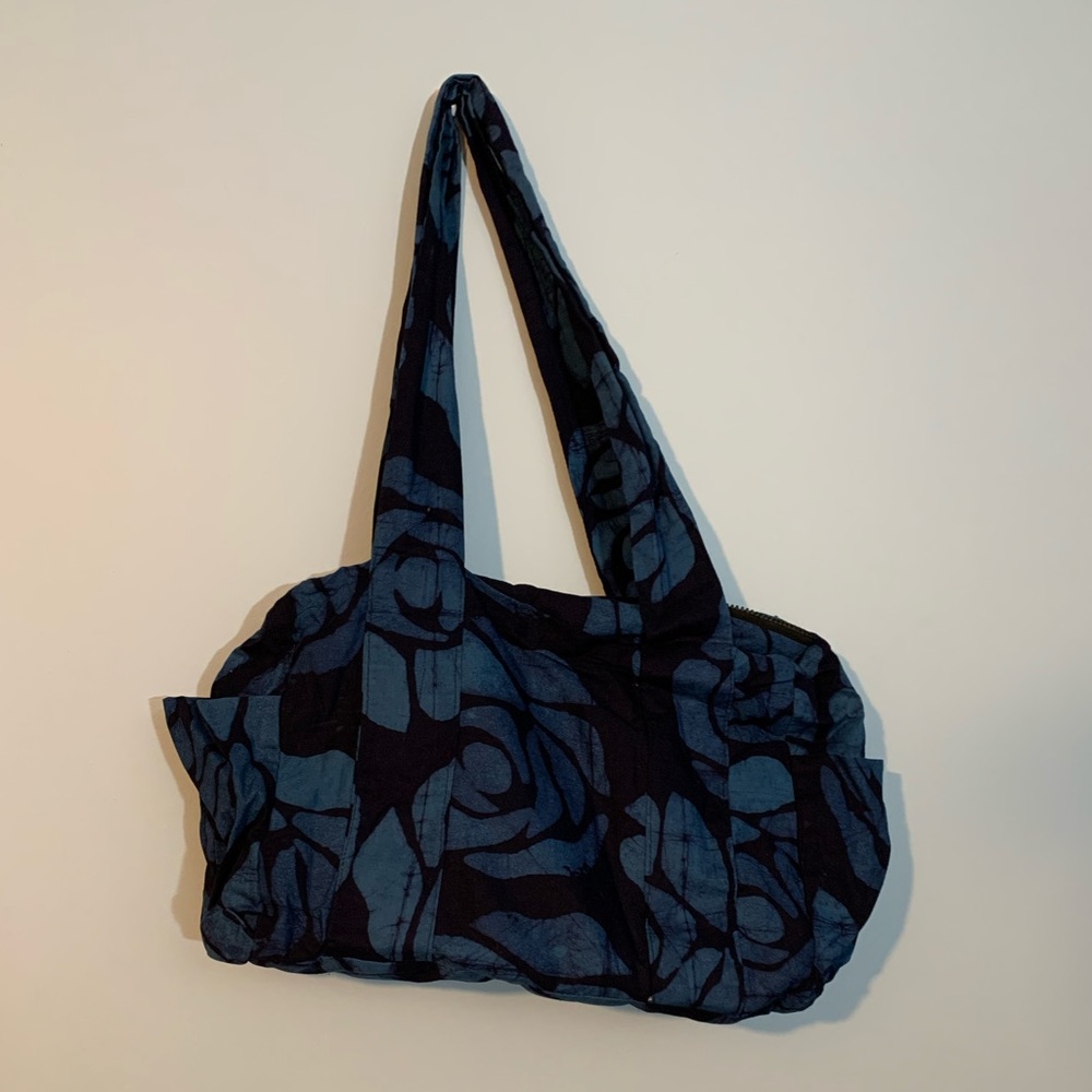 Baby bag, soft dark blue, pockets, hand crafted